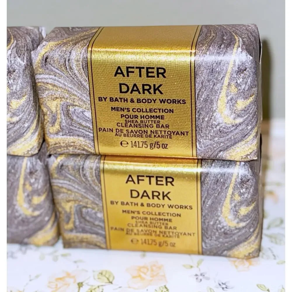 Bath & Body Works 5 oz Men's After Dark Shea Butter Cleansing Bar Soap x4
